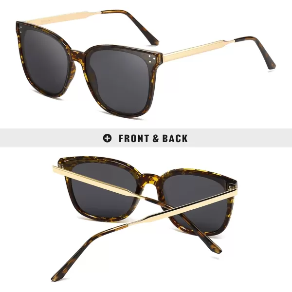 SUNGAIT Women Sunglasses Oversized Polarized Vintage Style for Beach Party DrivingAmber Frameglossy FinishGrey Lens
