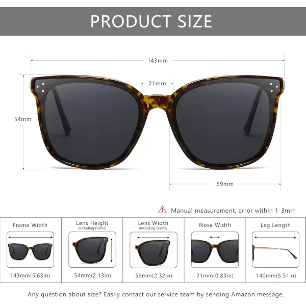 SUNGAIT Women Sunglasses Oversized Polarized Vintage Style for Beach Party DrivingAmber Frameglossy FinishGrey Lens