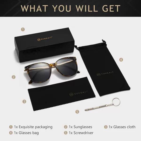 SUNGAIT Women Sunglasses Oversized Polarized Vintage Style for Beach Party DrivingAmber Frameglossy FinishGrey Lens