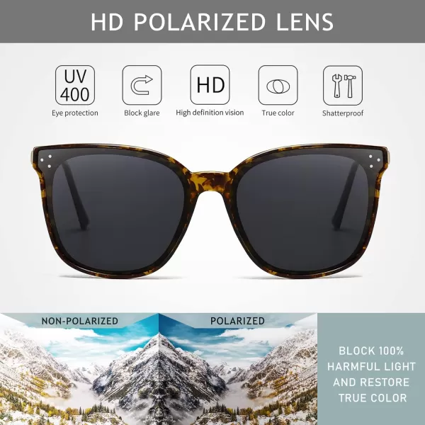 SUNGAIT Women Sunglasses Oversized Polarized Vintage Style for Beach Party DrivingAmber Frameglossy FinishGrey Lens