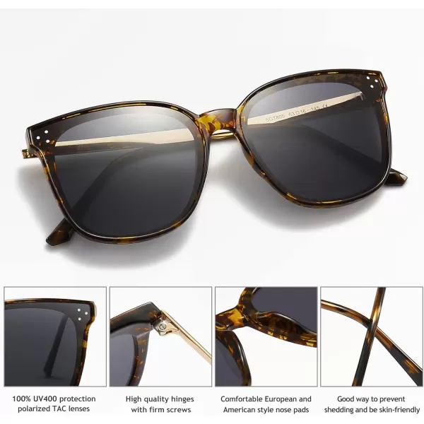 SUNGAIT Women Sunglasses Oversized Polarized Vintage Style for Beach Party DrivingAmber Frameglossy FinishGrey Lens