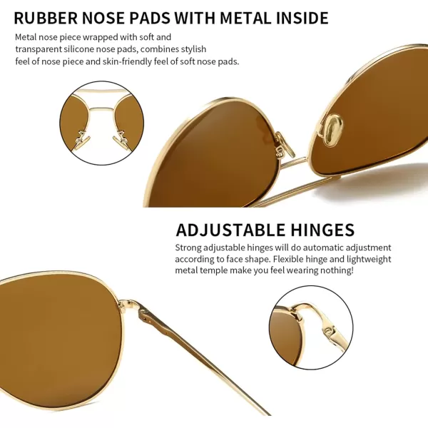 SUNGAIT Womens Lightweight Oversized Aviator Sunglasses  Mirrored Polarized Lens2 Pack Polarized  LightgoldPink Mirrored  LightgoldBrown