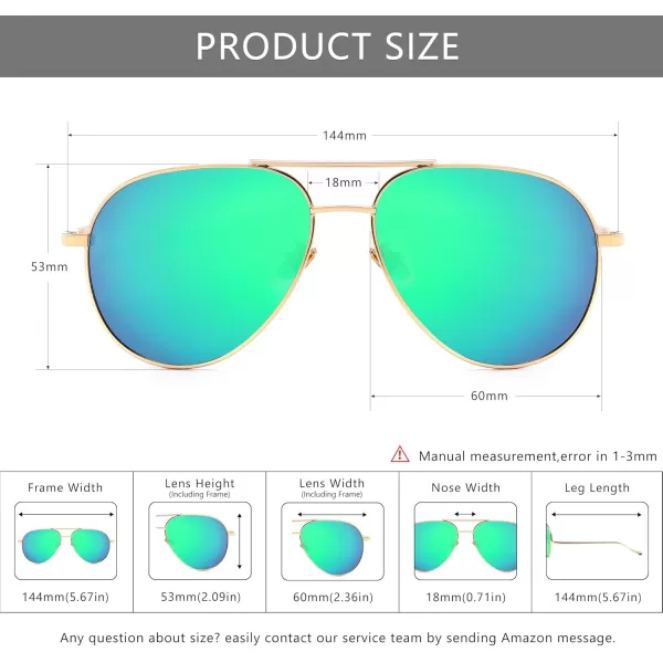 SUNGAIT Womens Lightweight Oversized Aviator Sunglasses  Mirrored Polarized Lens2 Pack Polarized  LightgoldPink MirroredlightgoldGreen Mirrored