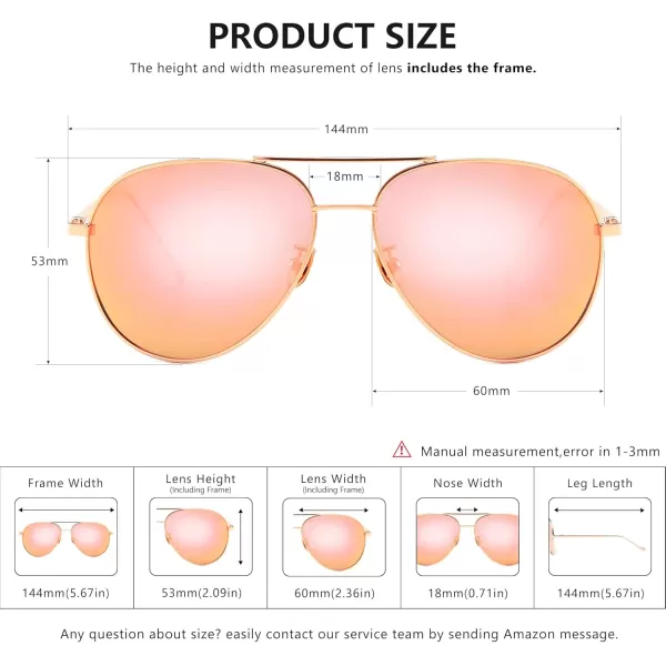 SUNGAIT Womens Lightweight Oversized Aviator Sunglasses  Mirrored Polarized Lens2 Pack Polarized  LightgoldPink MirroredsilverBlue Mirrored