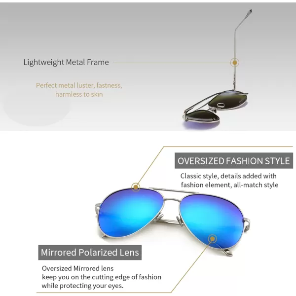 SUNGAIT Womens Lightweight Oversized Aviator Sunglasses  Mirrored Polarized Lens2 Pack PolarizedlightgoldPink Mirrored  SilverOcean Blue Mirrored