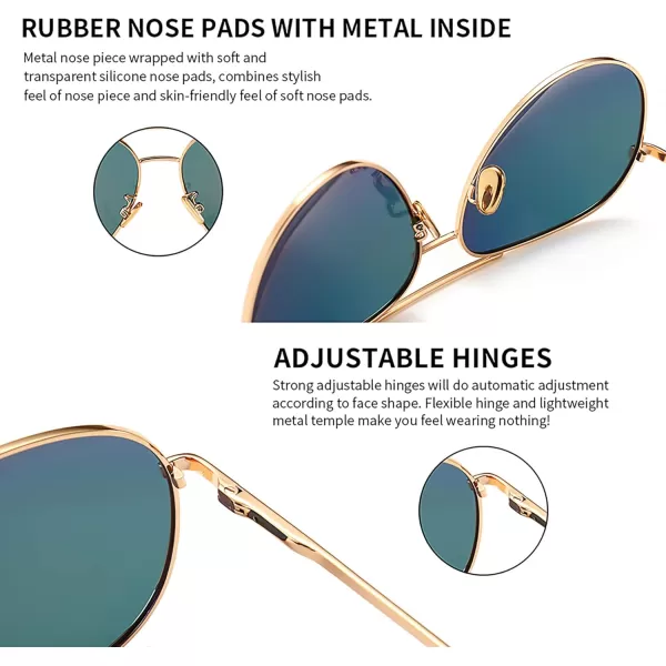 SUNGAIT Womens Lightweight Oversized Aviator Sunglasses  Mirrored Polarized Lens2 Pack PolarizedlightgoldPink Mirrored  SilverOcean Blue Mirrored