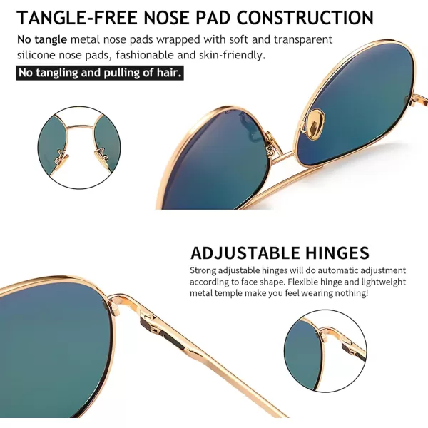 SUNGAIT Womens Lightweight Oversized Aviator Sunglasses  Mirrored Polarized Lens2024 Lightgold FramePink Mirror Lens