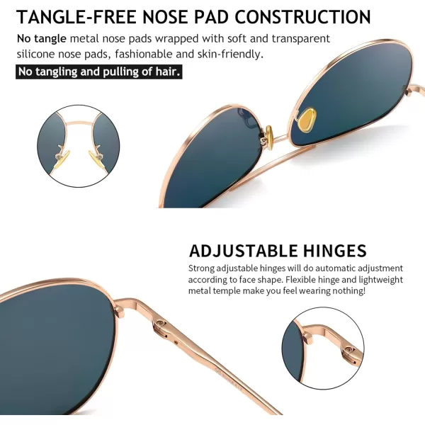 SUNGAIT Womens Lightweight Oversized Aviator Sunglasses  Mirrored Polarized LensLightgold FrameOrangered Mirror Lens