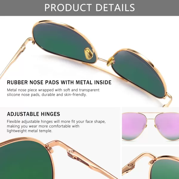 SUNGAIT Womens Lightweight Oversized Aviator Sunglasses  Mirrored Polarized LensRose Gold FramePurple Mirror Lens  60