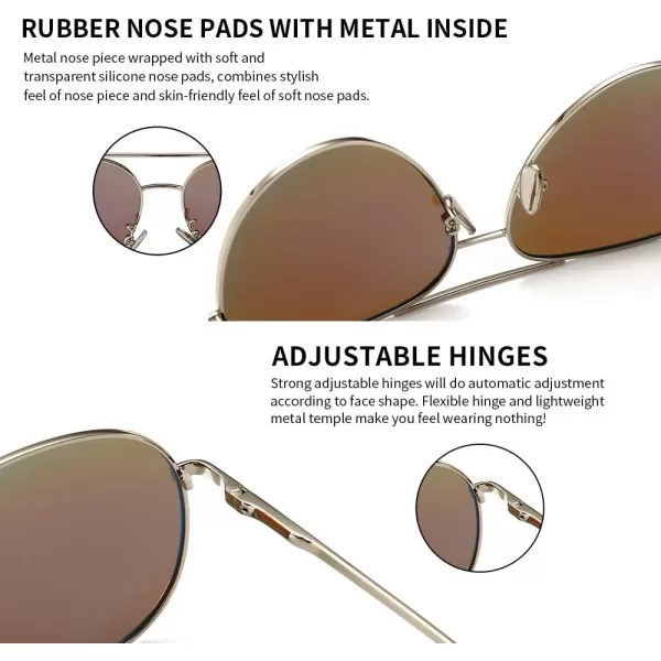 SUNGAIT Womens Lightweight Oversized Aviator Sunglasses  Mirrored Polarized LensSilver FrameBlue Mirror Lens  60