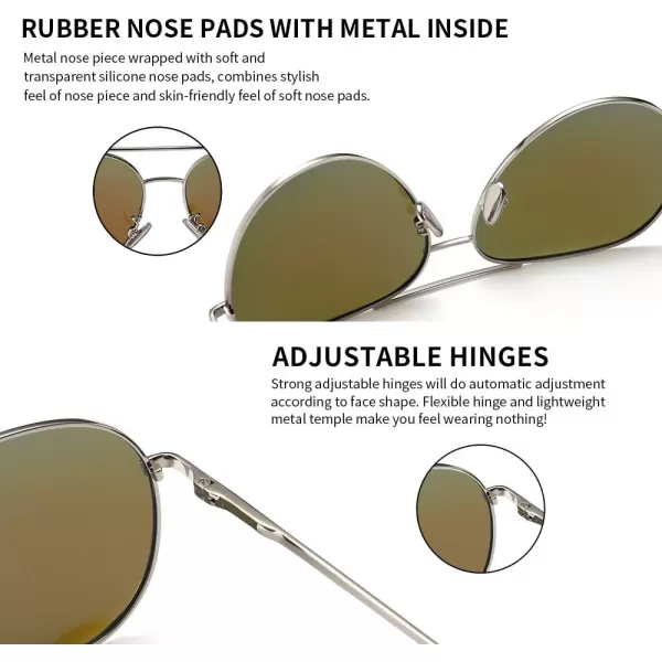 SUNGAIT Womens Lightweight Oversized Aviator Sunglasses  Mirrored Polarized LensSilver FrameOcean Blue Mirror Lens