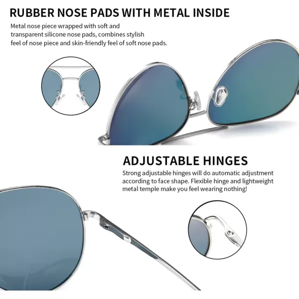 SUNGAIT Womens Lightweight Oversized Aviator Sunglasses  Mirrored Polarized LensSilver FramePink Mirror Lens  60