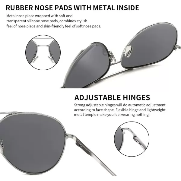 SUNGAIT Womens Lightweight Oversized Aviator Sunglasses  Mirrored Polarized LensSilver FrameSilver Mirror Lens  60
