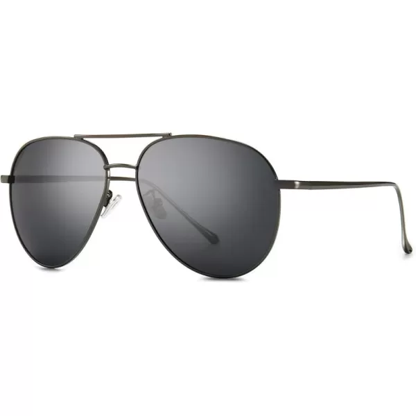 SUNGAIT Aviator Polarized Sunglasses UV400 Protection for Men Women Vintage Retro StyleGunmetal FramePolarized Gray Lens 60