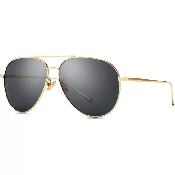 SUNGAIT Aviator Polarized Sunglasses UV400 Protection for Men Women Vintage Retro StyleLightgold FrameGray Lens  60