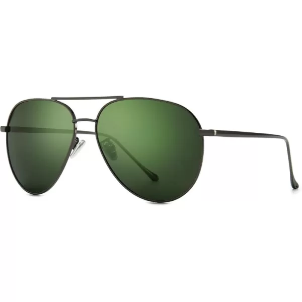 SUNGAIT Aviator Polarized Sunglasses UV400 Protection for Men Women Vintage Retro StylePolarized Green LensGunmetal Frame  60