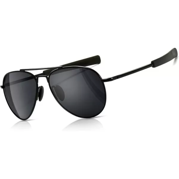 SUNGAIT Aviator Sunglasses For Men Polarized Military Style 100 UV400 ProtectionBlack FrameGray Lens