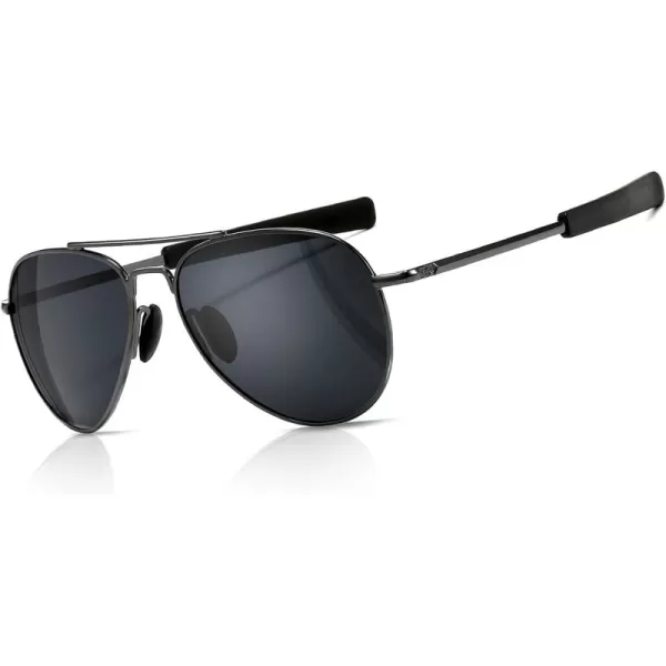 SUNGAIT Aviator Sunglasses For Men Polarized Military Style 100 UV400 ProtectionGunmetal FrameGray Lens