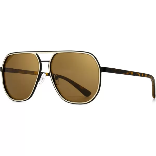 SUNGAIT Aviator Sunglasses for Men and Women Polarized Trendy Square Sun Glasses Retro Pilot Shades UV Protection2024 Amber FrameGold RimBrown Lens