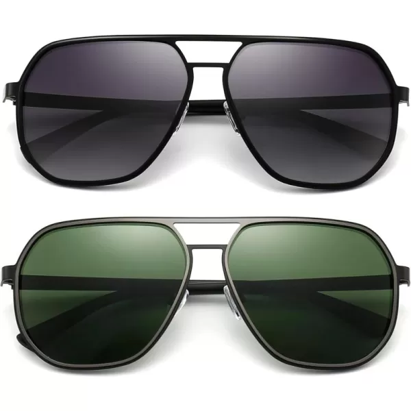 SUNGAIT Aviator Sunglasses for Men and Women Polarized Trendy Square Sun Glasses Retro Pilot Shades UV ProtectionBlackGradient Gray  GunmetalDark Green