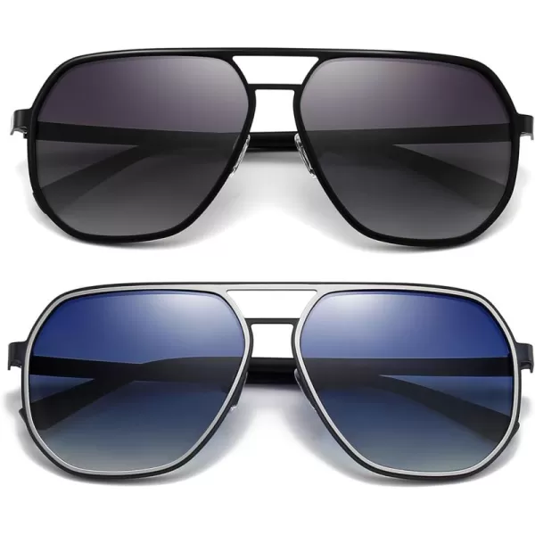 SUNGAIT Aviator Sunglasses for Men and Women Polarized Trendy Square Sun Glasses Retro Pilot Shades UV ProtectionBlackGradient Gray  SilverBlue