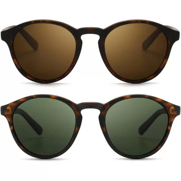 SUNGAIT Classic Vintage Round Polarized Sunglasses for Women Men Retro Style UV4002 Pack Polarized AmberBrown AmberGreen