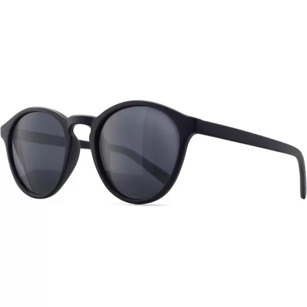 SUNGAIT Classic Vintage Round Polarized Sunglasses for Women Men Retro Style UV400Black Framematte FinishGrey Lens
