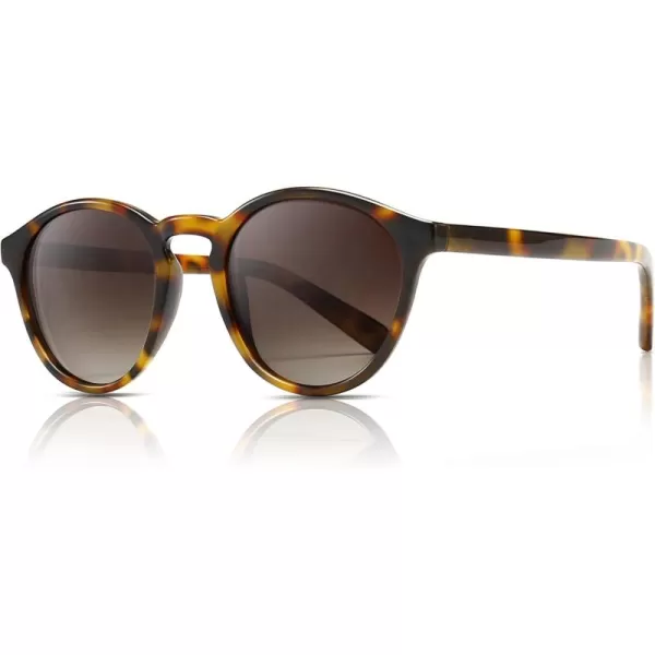 SUNGAIT Classic Vintage Round Polarized Sunglasses for Women Men Retro Style UV400Leopard Frame Glossy FinishBrown Gradient Lens