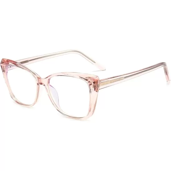 SUNGAIT Fashion Computer Glasses Cat Eye Blue Light Blocking Glasses for WomenTransparent Pink Frame 2001TFK