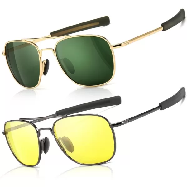 Gold/Dark Green + Gunmetal/Yellow