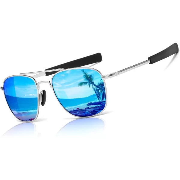 Silver Frame/Blue Mirrored Lens
