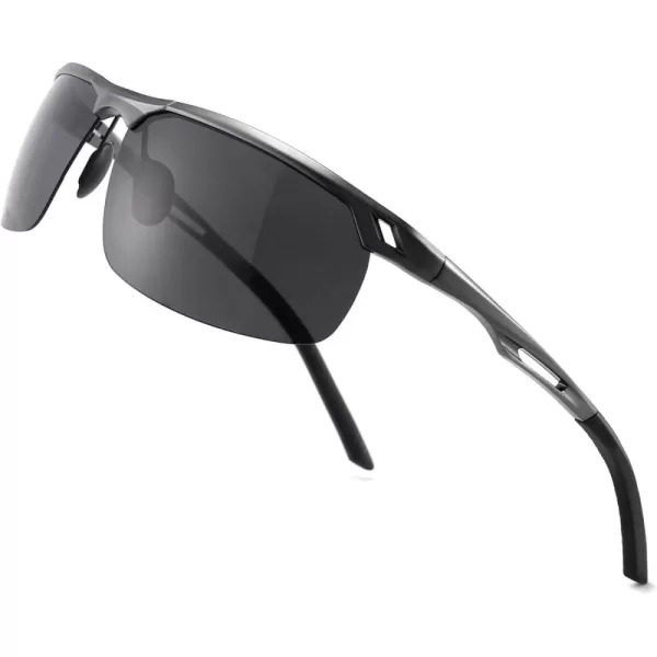 SUNGAIT Mens Women Polarized Sports Sunglasses Baseball Fishing Driving Sunglasses AlMg Frame UV400 ProtectionGunmetal FrameGray Lens
