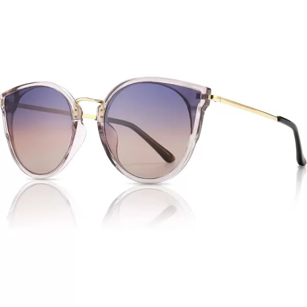 SUNGAIT Oversized Vintage Polarized Cat Eye Sunglasses for Women UV400Transparent Grey FramePurple Gradient Lens