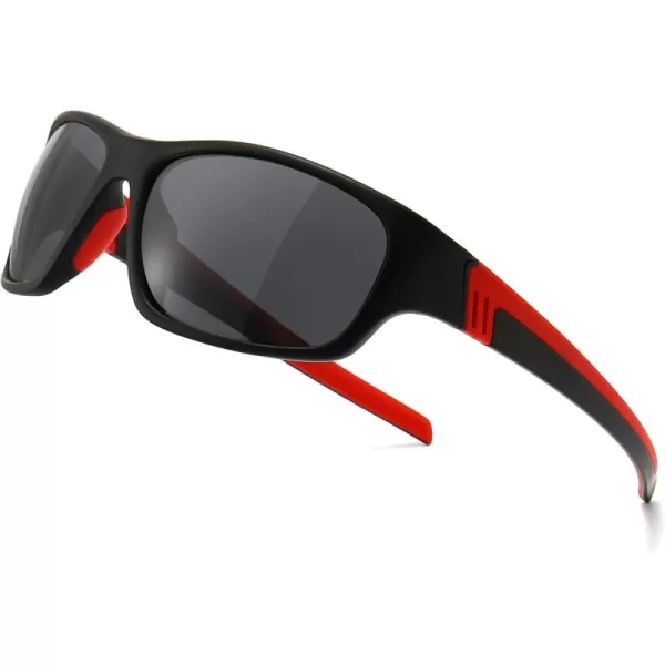 SUNGAIT Polarized Sports Sunglasses For men Unbreakable UV protection Square Glasses Black Framematte FinishPolarized Grey LensK110SHKHU