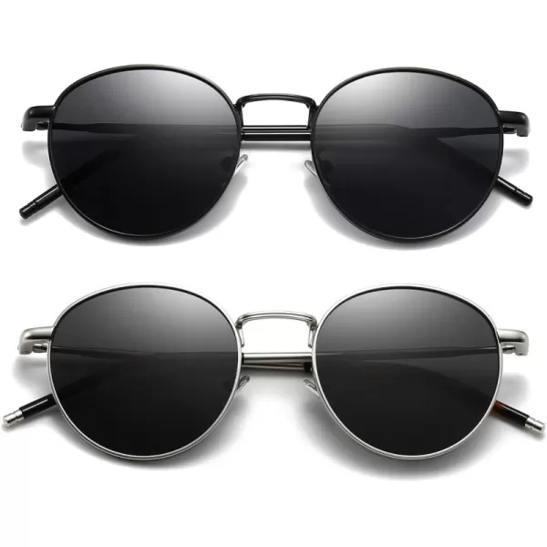 2 Pack (Polarized): Black/Gray+silver/ Gray