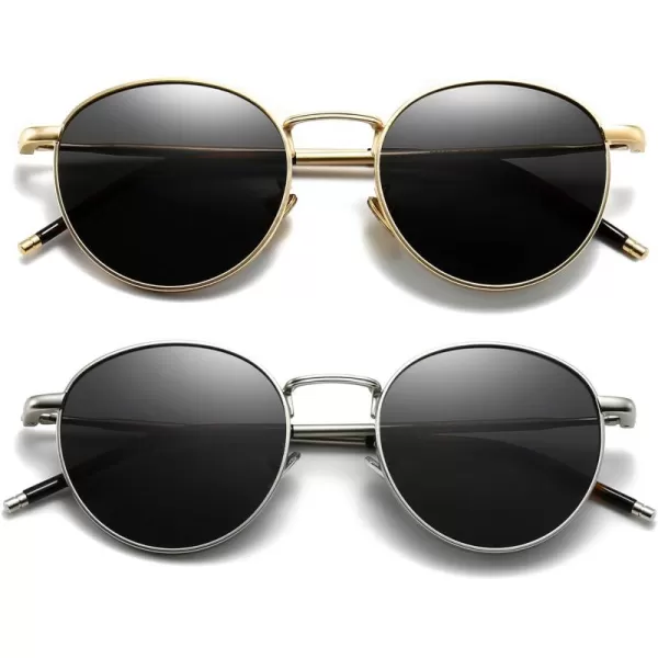 2 Pack (Polarized): Gold/Gray+silver/ Gray