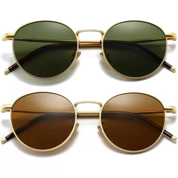 2 Pack (Polarized):gold/Green+gold/Brown