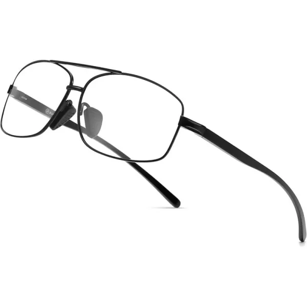 SUNGAIT Rectangular Nonprescription Clear Glasses Aviator Night Driving Glasses HD Lens for Men458 Black FrameClear Lens