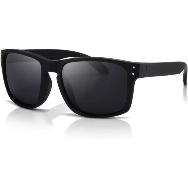 SUNGAIT Square Polarized Sunglasses Men Sports Driving Fishing Glasses UV400 Protection2024 Black Framematte FinishGrey Lens