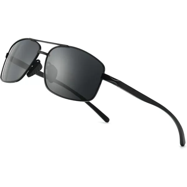 SUNGAIT Ultra Lightweight Rectangular Polarized Sunglasses UV400 Protection2024 Black Frame Gray Lens