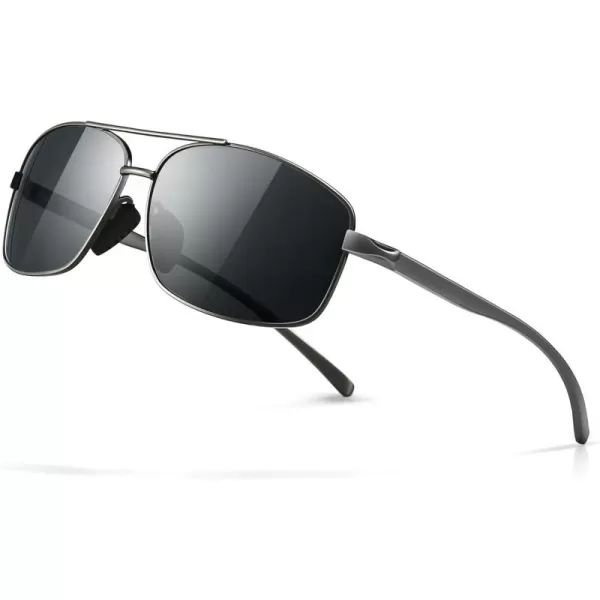 SUNGAIT Ultra Lightweight Rectangular Polarized Sunglasses UV400 Protection2024 Gunmetal Frame Gray Lens