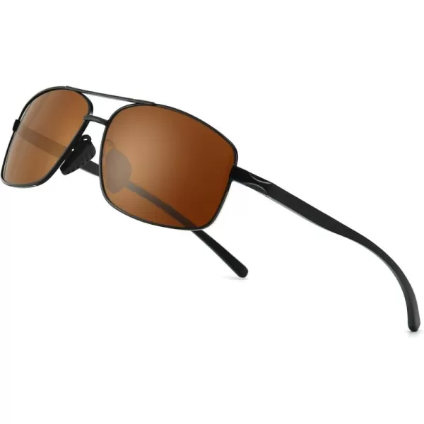 SUNGAIT Ultra Lightweight Rectangular Polarized Sunglasses UV400 ProtectionBrown LensBlack Frame