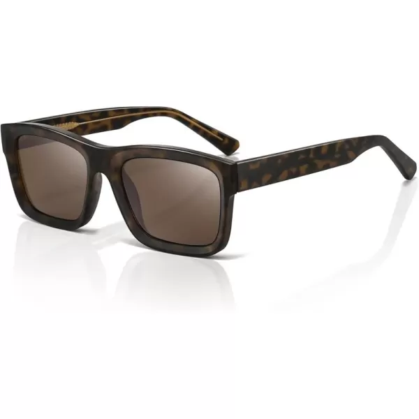 SUNGAIT Unisex Classic Rectangular Sunglasses UV400 ProtectionMatte Havana FrameLight Brown Lens