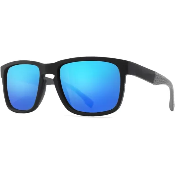 SUNGAIT Unisex Polarized Sunglasses Stylish Sun Glasses with Spring Hinges for Men ampamp WomenBlack Frame Matte Finish Blue Mirror Lens