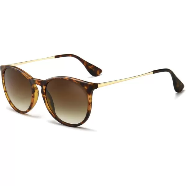 SUNGAIT Vintage Round Sunglasses for Women Men Classic Retro Designer Style2024 Amber Frame Matte FinishBrown Gradient Lens