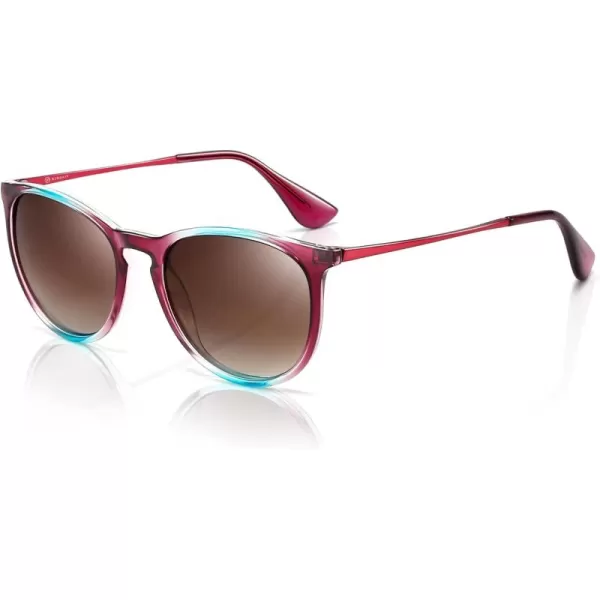 SUNGAIT Vintage Round Sunglasses for Women Men Classic Retro Designer StyleRed FramePolarized Brown Gradient Lens
