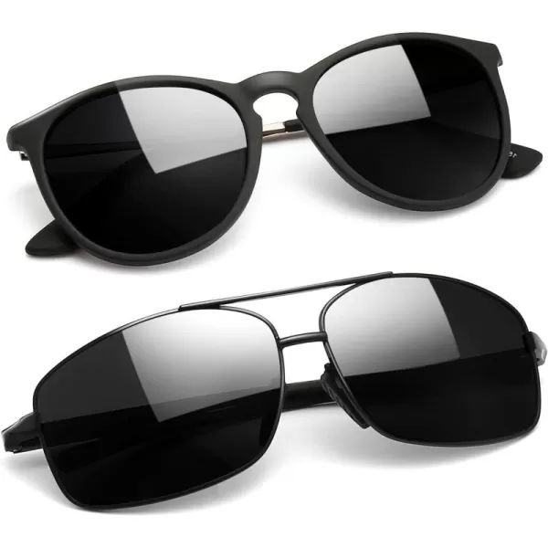 SUNGAIT Vintage Round Sunglasses for Women Men and Ultra Lightweight Rectangular Mens SunglassesMatte BlackGrayblack Gray