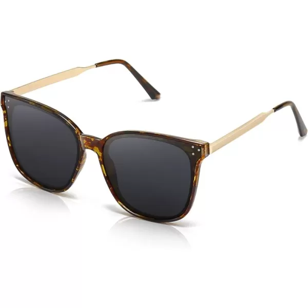 SUNGAIT Women Sunglasses Oversized Polarized Vintage Style for Beach Party DrivingAmber Frameglossy FinishGrey Lens
