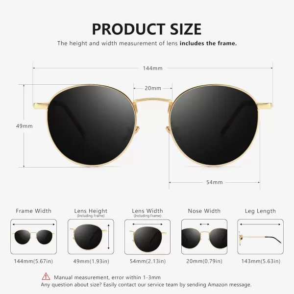 SUNGAIT Ponderable Metal Round Sunglasses for Men Women Classic Vintage Polarized Circle Sun Glasses2 Pack Polarized Gold Frame Gray Lensgold Frame Brown Lens