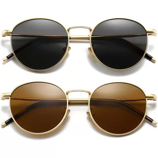 2 Pack (Polarized): Gold Frame Gray Lens+gold Frame Brown Lens